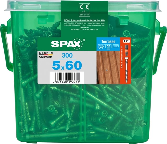 Spax Edelstahl rostfrei A2 T-STAR plus T25 Terrassenschraube, 5x60mm, 300 Stück