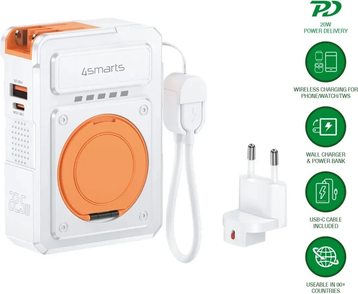 4smarts 6in1 Hybrid Charger Powerbank weiß/orange