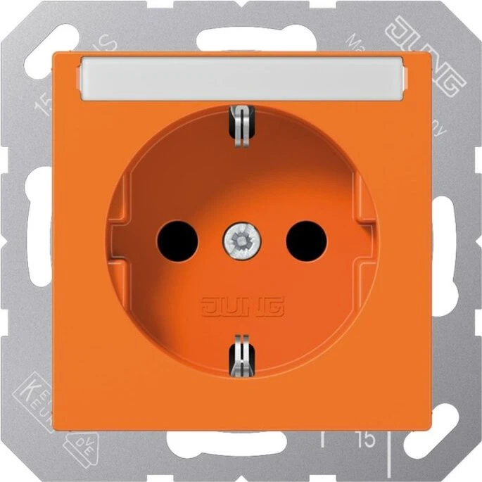 Jung Serie A Steckdose mit Schriftfeld, orange