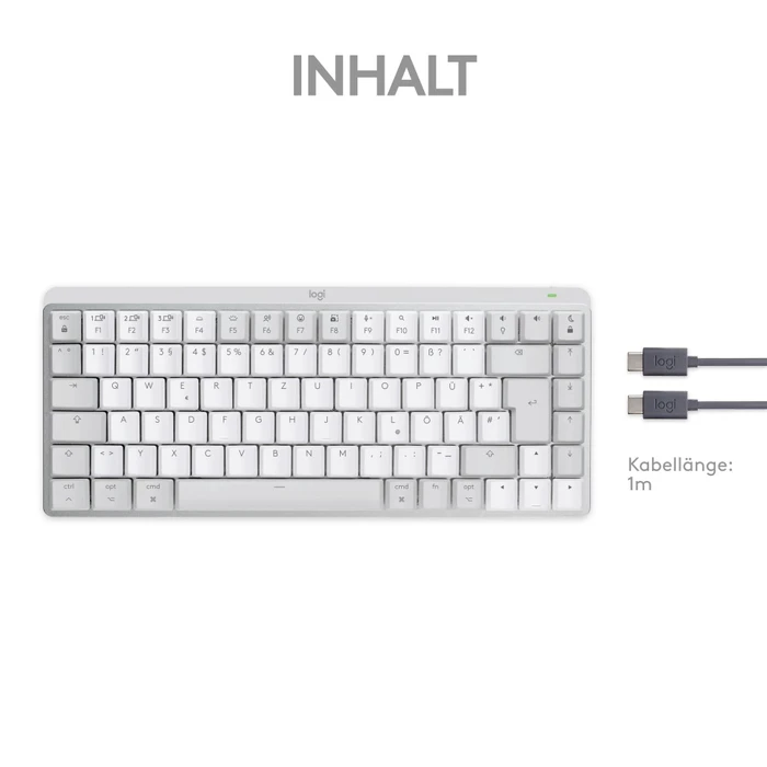 Logitech MX Mechanical Mini for Mac, Pale Grey, Logi Bolt, Kailh Choc V2 LOW PROFILE BROWN, USB/Bluetooth, CH