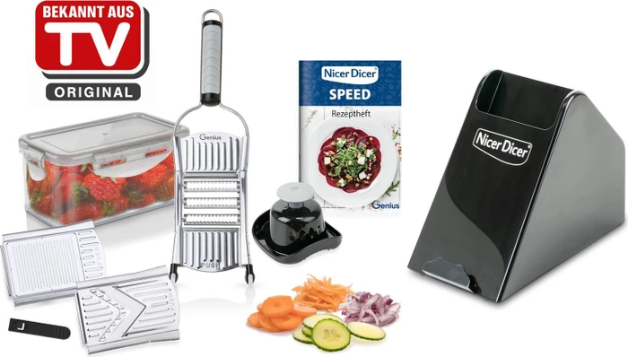 Genius Nicer Dicer Speed Gemüsehobel-Set edelstahl, 9-tlg.