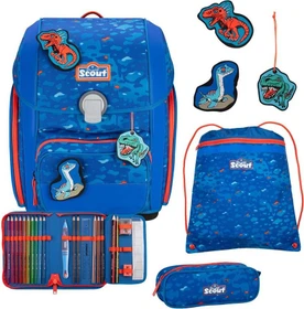 Scout Genius Superflash Blue Dino Schultaschen-Set, 4-tlg.