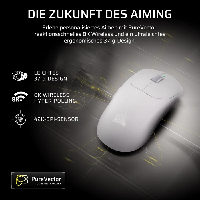 Corsair Sabre v3 Pro PureVector Ultralight Wireless, weiß, USB