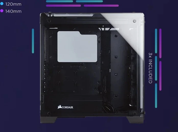 Corsair Crystal Series 570X RGB, schwarz, Glasfenster