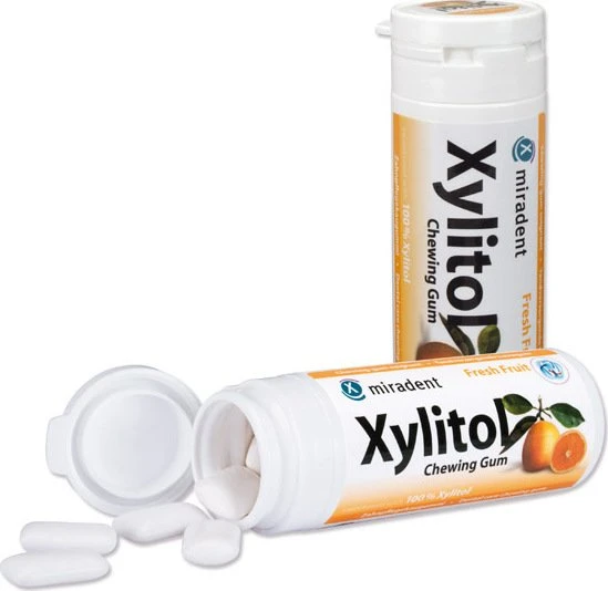 Miradent Xylitol Gum Frucht Zahnpflegekaugummis, 30 Stück