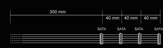 be quiet! Sleeved Power Cable CS-3440, 4x SATA, 420mm