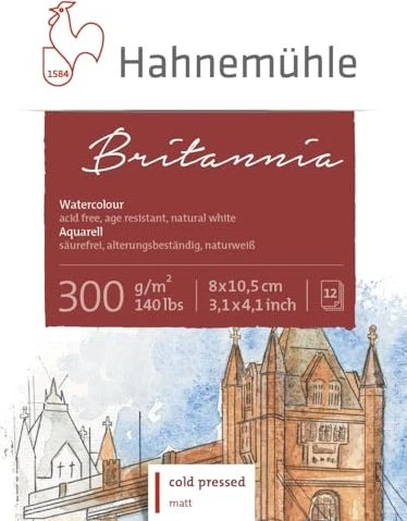 Hahnemühle Britannia Aquarell Zeichenpapier matt, 80x105mm, 12 Blatt