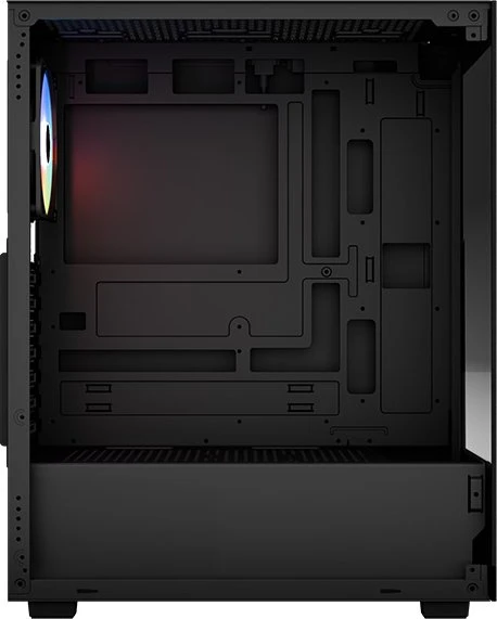 AeroCool Pivot Black, inkl. 1x Lüfter, Lüfter LED Fixed RGB, Glasfenster