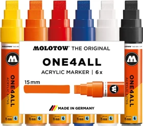Molotow ONE4ALL 627HS 15mm Acrylmarker Basic-Set 1 sortiert, 6er-Set, Etui