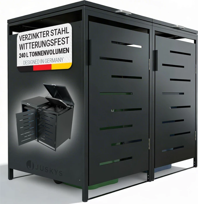 Juskys Metall Mülltonnenbox Arel 2er