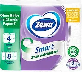 Zewa Smart Toilettenpapier 3-lagig weiß, 4 Rollen