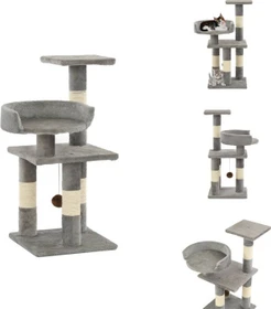 vidaXL Katzen-Kratzbaum mit Sisal-Kratzsäulen, 65cm, beige/grau