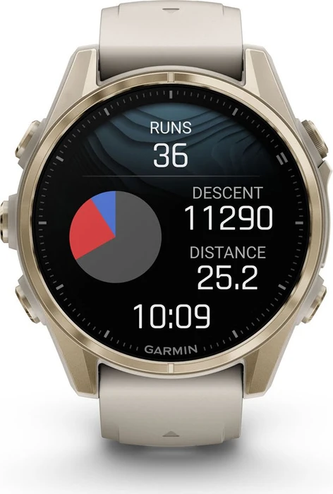 Garmin Fenix 8 43mm Sapphire soft gold/fog grey-dark sandstone silicone