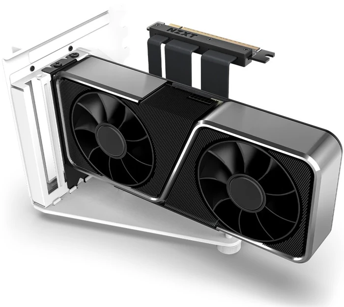 NZXT Vertical GPU Mounting Kit Riser Card, inkl. PCI-Slot Blende für H7, gewinkelt, PCIe 4.0, 175mm, weiß/schwarz