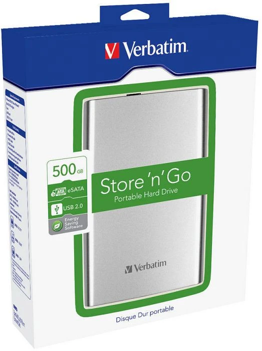 Verbatim Store 'n' Go Combo Portable, silber, 500GB, USB 2.0 Micro-B/eSATA