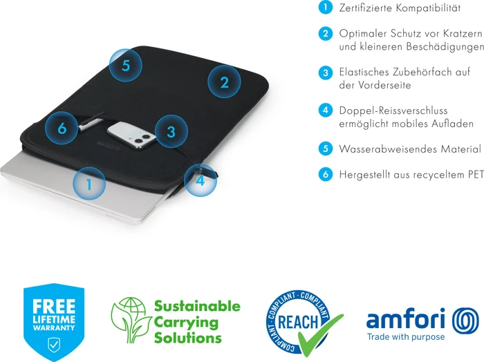 Dicota Sleeve Eco Slim für Microsoft Surface M, schwarz