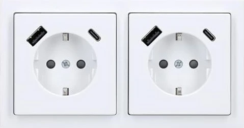 Busch-Jaeger Future Linear USB-Steckdose mit erhöhtem Berührungsschutz, studioweiß