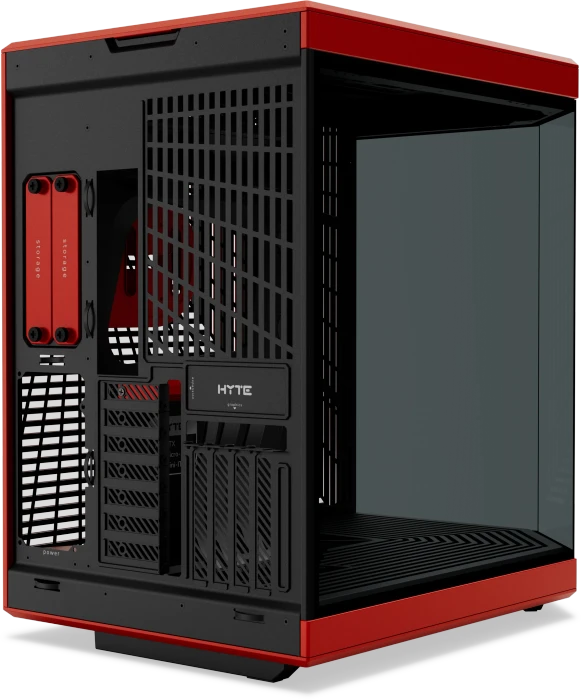Hyte Y70 Red, rot/schwarz, Glasfenster