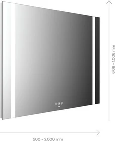 Emco MI 500+ LED-Lichtspiegel 190cm mit zwei durchgehenden Lichtausschnitten und Touch-Bedienfeld