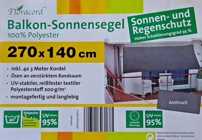 Floracord Viereck Sonnensegel