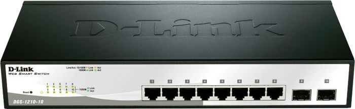 D-Link DGS-1210 Desktop Gigabit Smart Switch, 8x RJ-45, 2x SFP