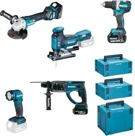 Makita DLX5066TJ Combo Kit Akku-Maschinenset inkl. MAKPAC + 3 Akkus 5.0Ah + Zubehör