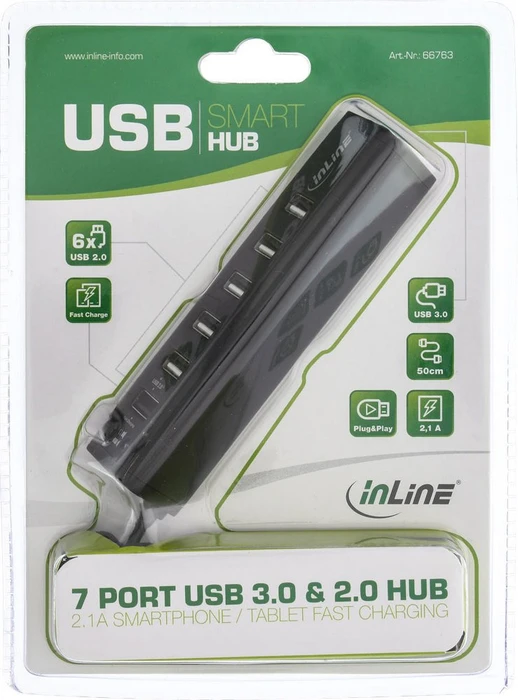 InLine USB-Hub, 1x USB-A 3.0, 6x USB-A 2.0, USB-A 3.0 [Stecker]