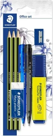 Staedtler Noris 120 Office Set Bleistift HB graphit, schwarz/gelb, Radierer, Anspitzer, 8er-Set