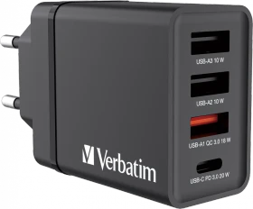 Verbatim 30W USB-Wandladegerät mit 4 Anschlüssen schwarz
