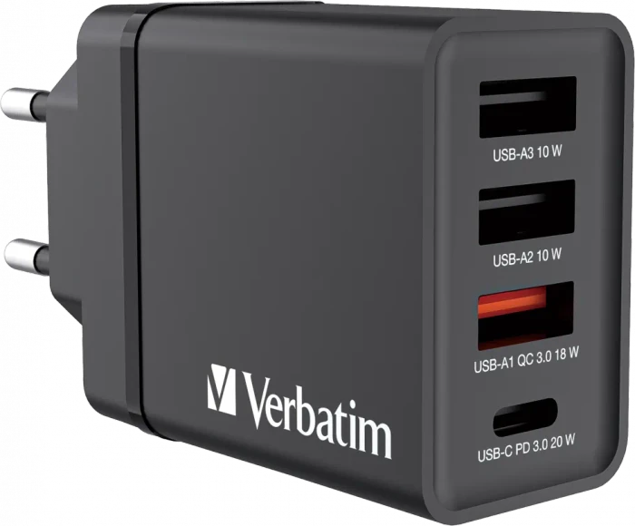 Verbatim 30W USB-Wandladegerät mit 4 Anschlüssen schwarz