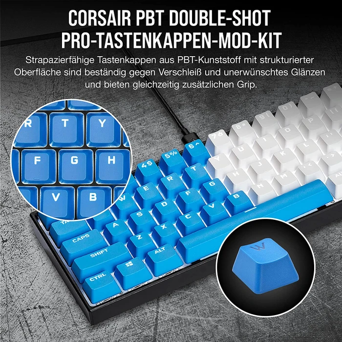 Corsair Pro Keycap Mod Kit, Kunststoff (PBT) Double-Shot, blau, 105 Tasten, ISO-DE