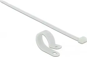 DeLOCK Befestigungsschelle 25.4mm mit Kabelbinder, 7.2mm, 300mm, weiß, 10 Stück
