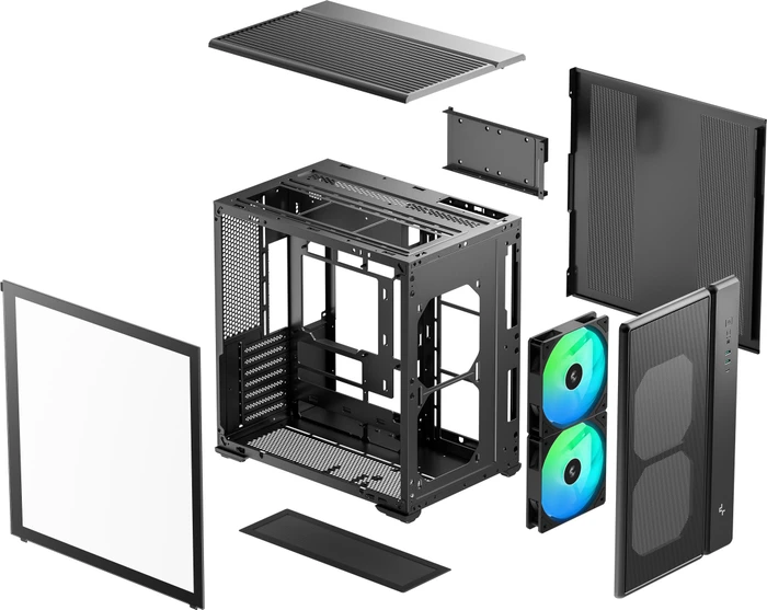 DeepCool CG590 Mesh 2F, schwarz, Glasfenster