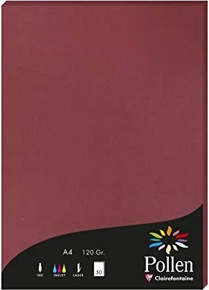 Clairefontaine Pollen Universalpapier bordeauxrot, A4, 120g/m², 50 Blatt