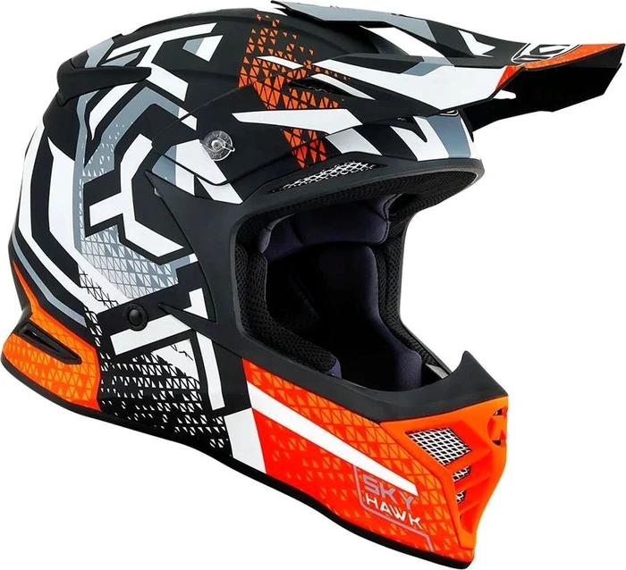 KYT Skyhawk Hyperflow matt grau/schwarz/orange