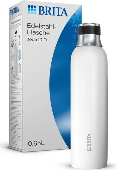 Brita SodaTRIO Edelstahl Sodaflasche 500ml weiß