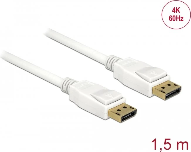 DeLOCK DisplayPort 1.2 Kabel 4K 60Hz weiß, 1.50m