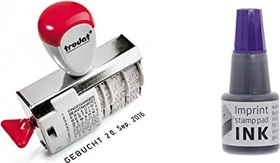 trodat 1117 Datumstempel mit Wortband 12 Texte, 54x4mm, Monat in Buchstaben, silber/grau