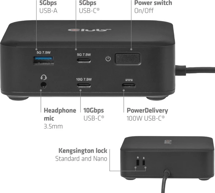 Club 3D 12-in-1 Quad DisplayLink Docking Station, USB-C 3.1 [Stecker]