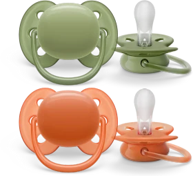 Philips Avent SCF093/01 ultra soft Beruhigungsschnuller, 18+M, Silikon, i love grün/orange, 2 Stück