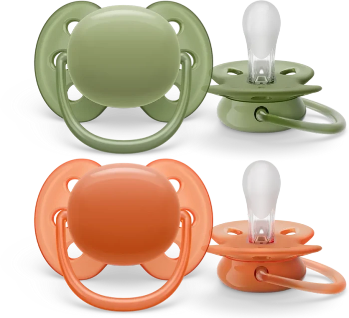 Philips Avent SCF093/01 ultra soft Beruhigungsschnuller, 18+M, Silikon, i love grün/orange, 2 Stück