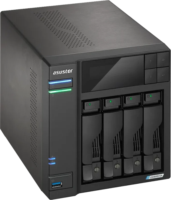 Asustor Lockerstor 4 Gen2+ AS6704T v2, 4GB RAM, 2x RJ-45 5GBase-T, 2x USB-A 3.1