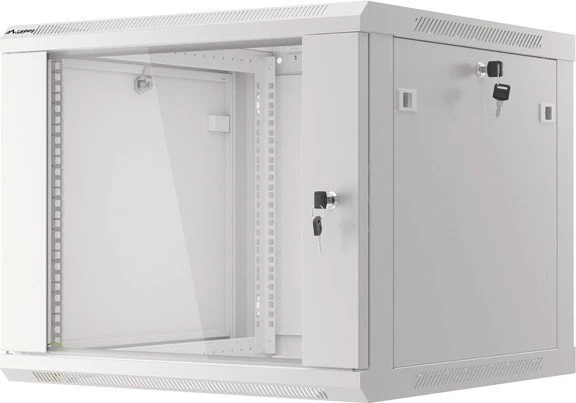Lanberg WF01 Series 19" Wandschrank 9HE, hängend, Flatpack, V2, Glastür, IP20, RAL 7035, 600mm tief