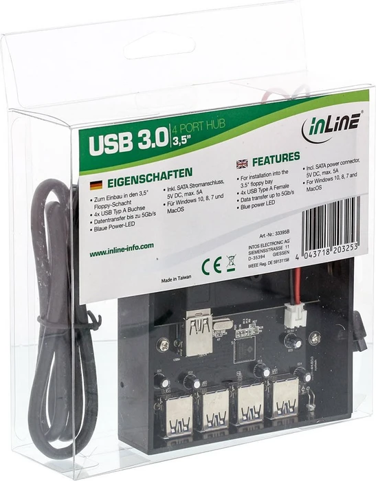 InLine 3.5" USB-Hub, 4x USB-A 3.0, USB-A 3.0 [Buchse]