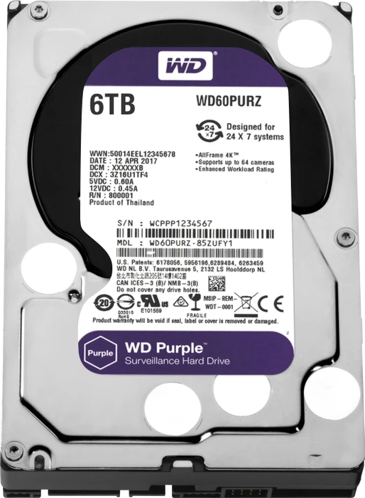 Western Digital WD Purple 6TB, 24/7, 512e / 3.5" / SATA 6Gb/s