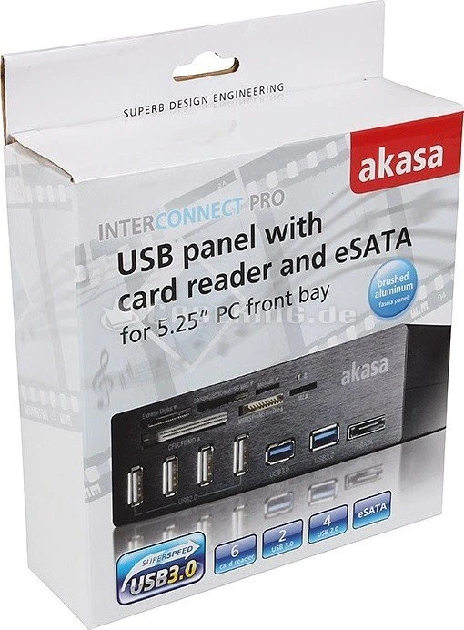 Akasa InterConnect Pro Multi-Slot-Cardreader, USB 3.0 19-Pin Stecksockel [Stecker]