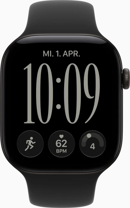 Apple Watch Series 12 (GPS) 46mm Aluminium schwarz mit Sportarmband S/M schwarz