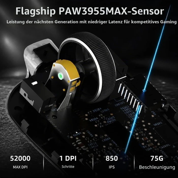 Attack Shark RS3 ULTRA Carbon Fiber 8KHz Wireless, Forged Silver, inkl. C06 Ultra LED Kabel, USB/Bluetooth