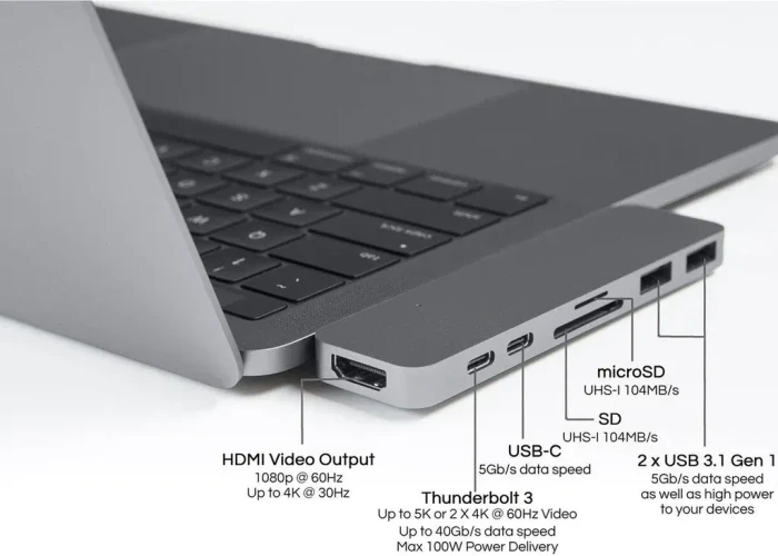Targus HyperDrive DUO 7-in-2, 2x Thunderbolt 3 [Stecker], grau