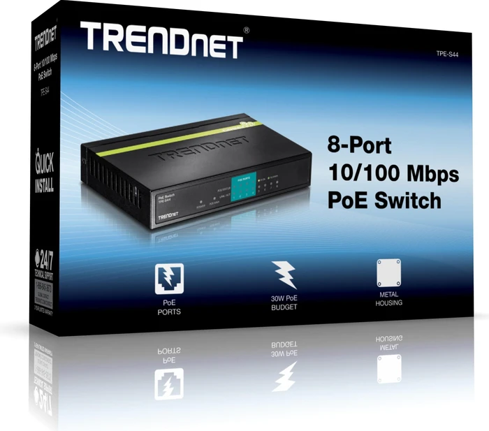 TRENDnet TPE-S Desktop Switch, 8x RJ-45, 30W PoE